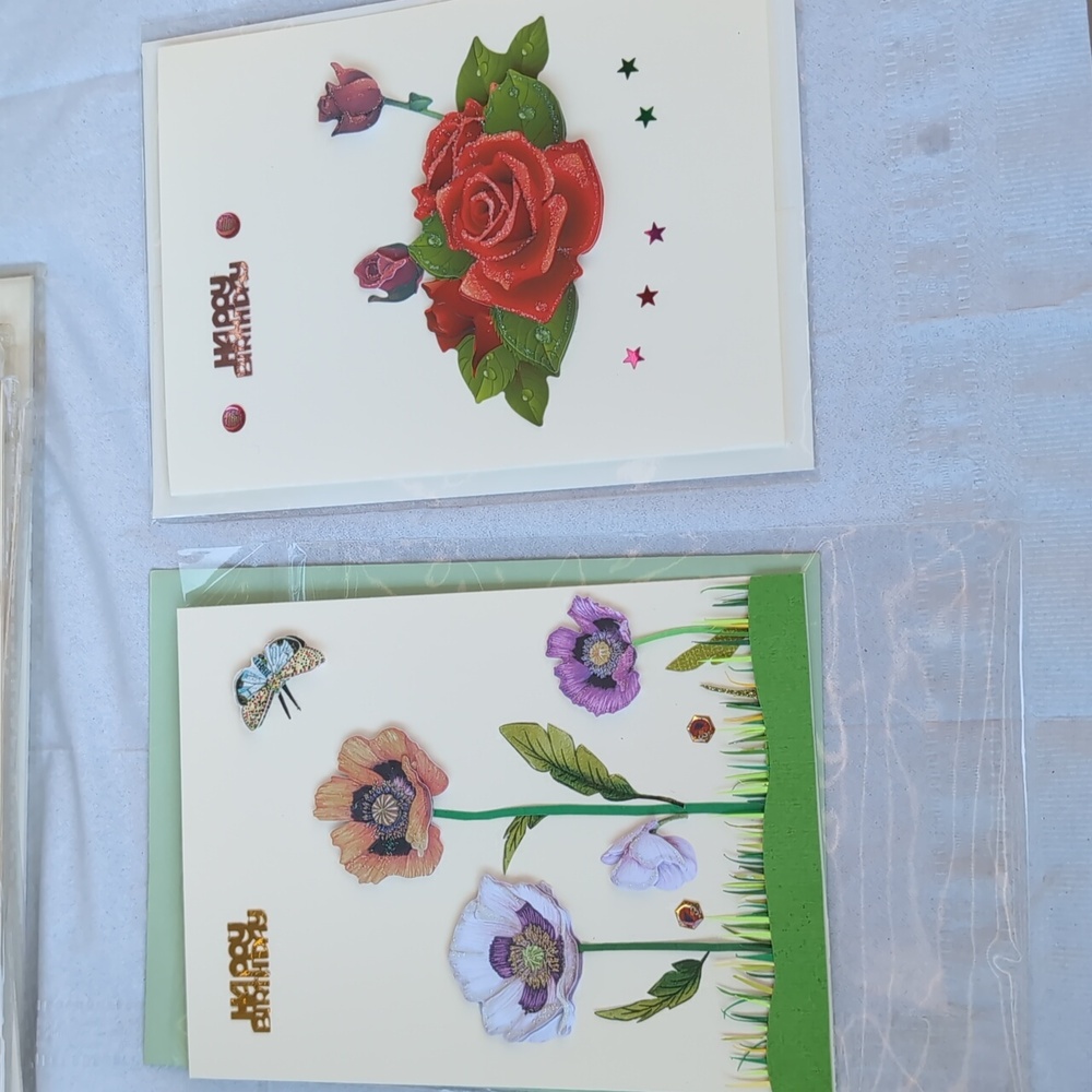 2 Happy Birthday Hand Crafted Original Cards With Envelope 3D